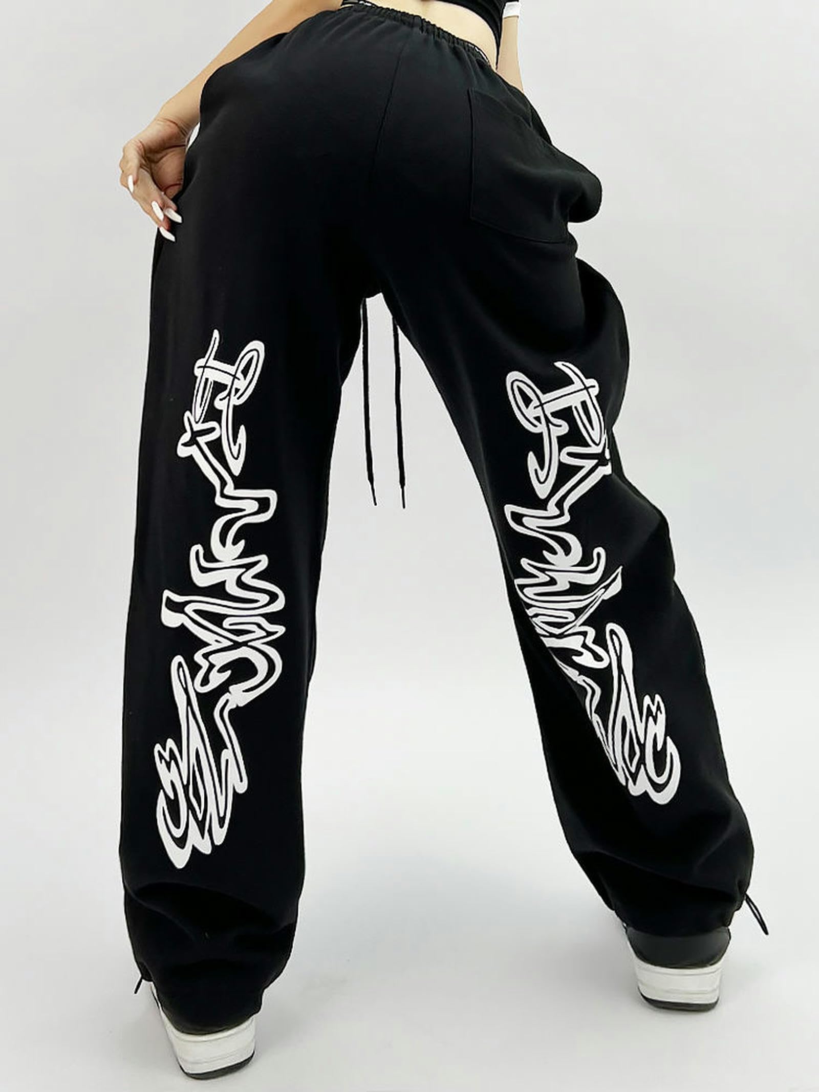 CHOUBAGUAI Hip Hop Gothic Black Jogging Sweatpants Oversize Y2K